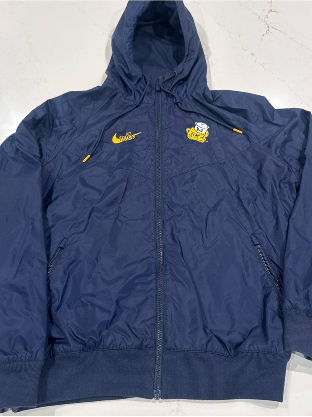 University of Michigan Navy Windbreaker Jacket with Yellow Accents